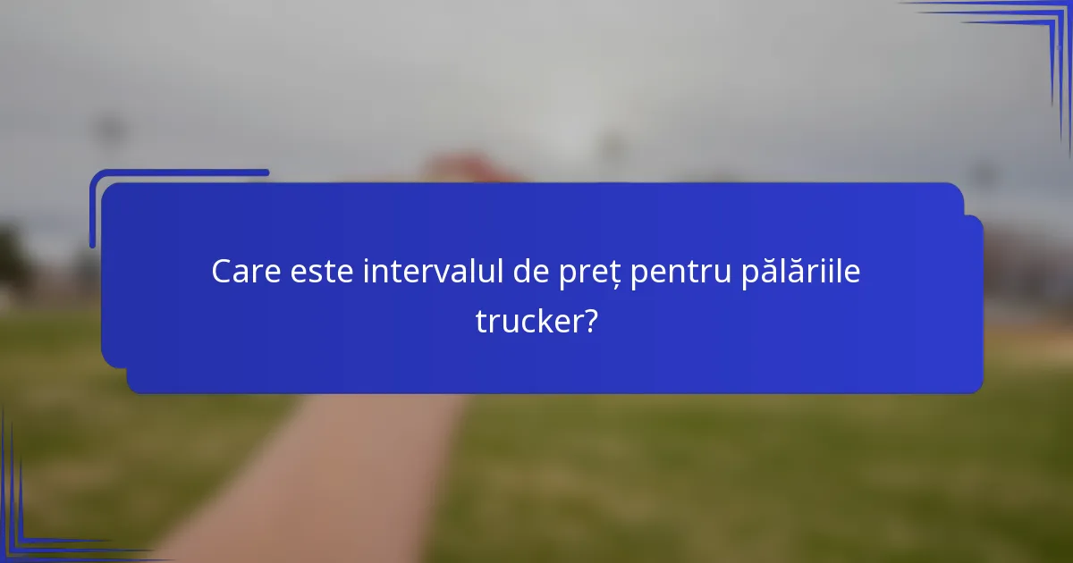 Care este intervalul de preț pentru pălăriile trucker?