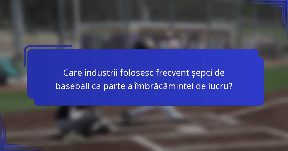 Care industrii folosesc frecvent șepci de baseball ca parte a îmbrăcămintei de lucru?