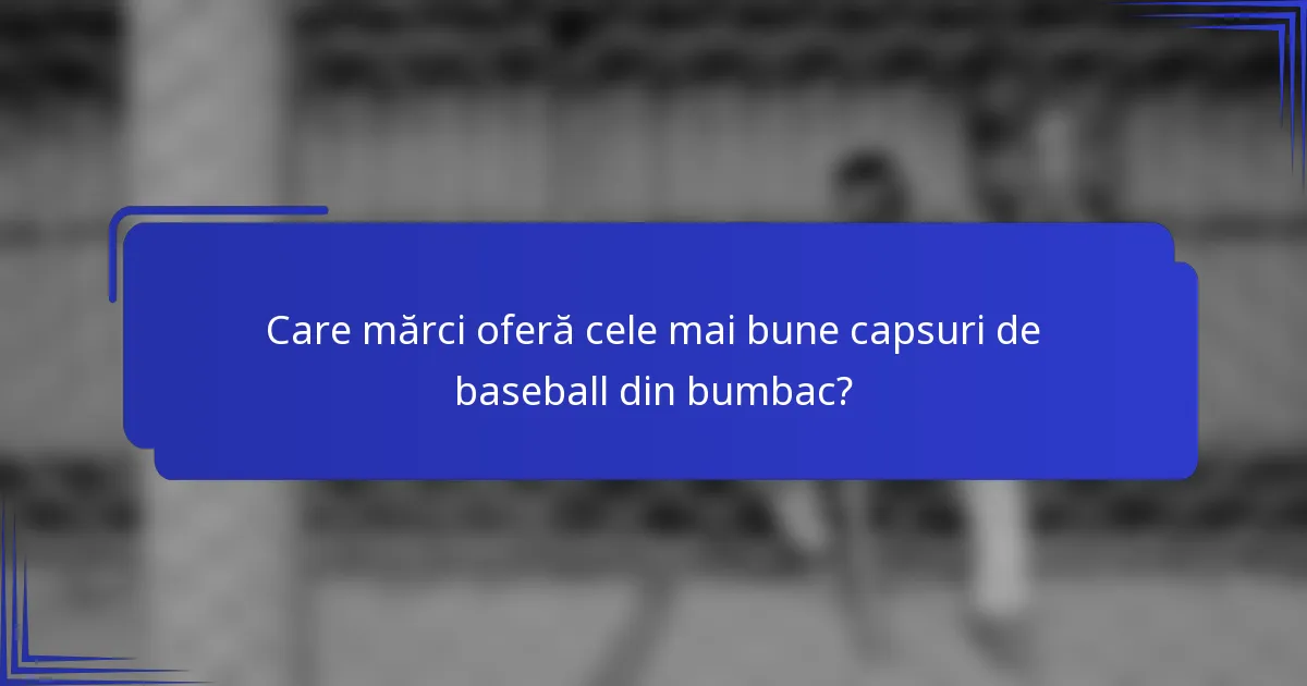 Care mărci oferă cele mai bune capsuri de baseball din bumbac?