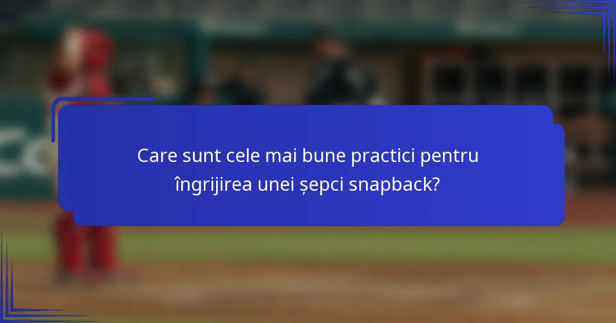 Care sunt cele mai bune practici pentru îngrijirea unei șepci snapback?