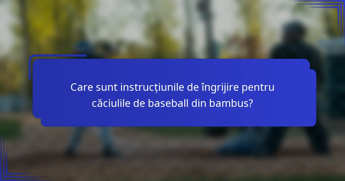 Care sunt instrucțiunile de îngrijire pentru căciulile de baseball din bambus?