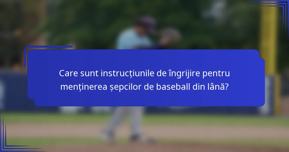 Care sunt instrucțiunile de îngrijire pentru menținerea șepcilor de baseball din lână?