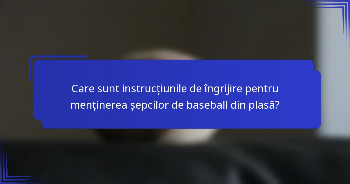 Care sunt instrucțiunile de îngrijire pentru menținerea șepcilor de baseball din plasă?