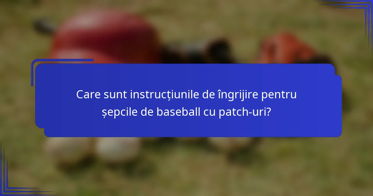 Care sunt instrucțiunile de îngrijire pentru șepcile de baseball cu patch-uri?