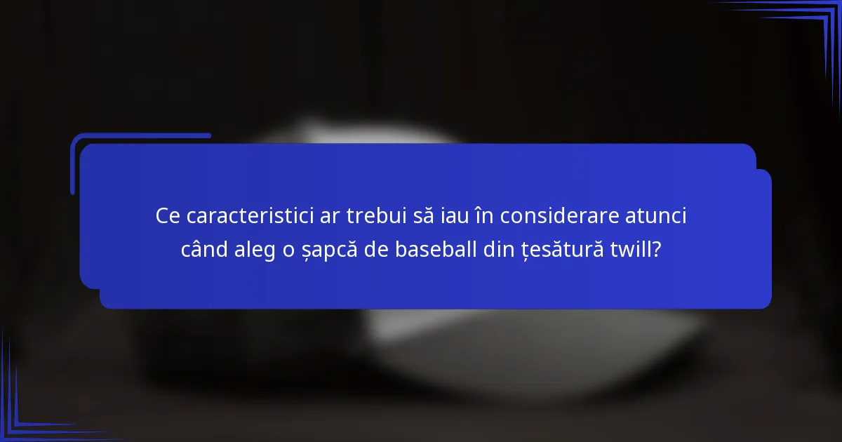 Ce caracteristici ar trebui să iau în considerare atunci când aleg o șapcă de baseball din țesătură twill?