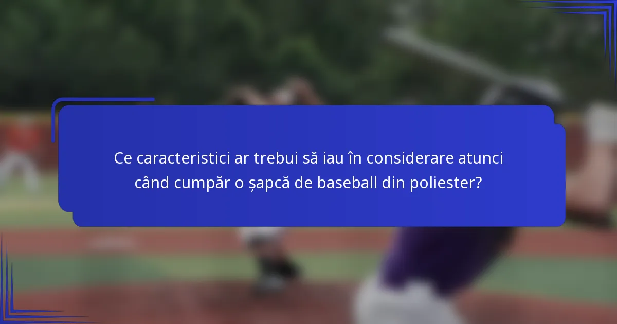 Ce caracteristici ar trebui să iau în considerare atunci când cumpăr o șapcă de baseball din poliester?