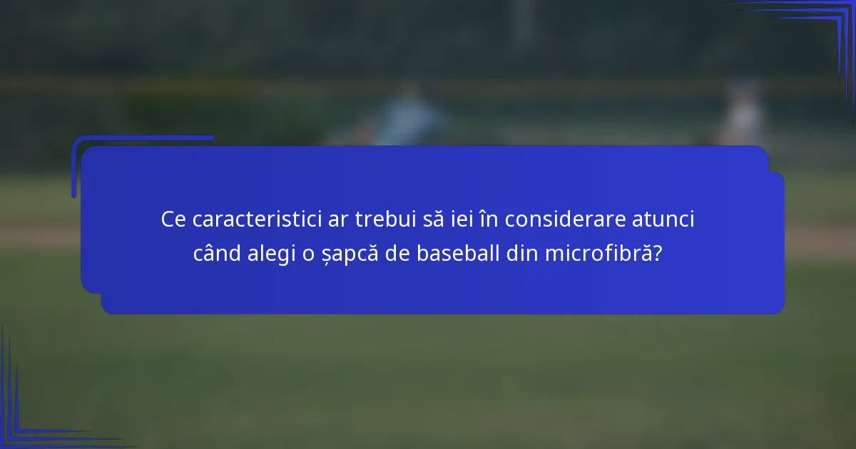 Ce caracteristici ar trebui să iei în considerare atunci când alegi o șapcă de baseball din microfibră?