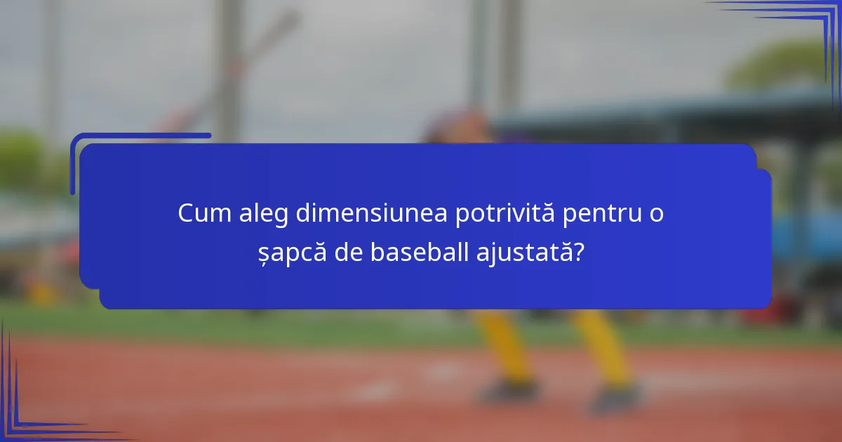 Cum aleg dimensiunea potrivită pentru o șapcă de baseball ajustată?