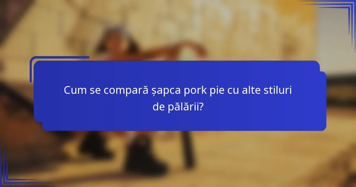 Cum se compară șapca pork pie cu alte stiluri de pălării?